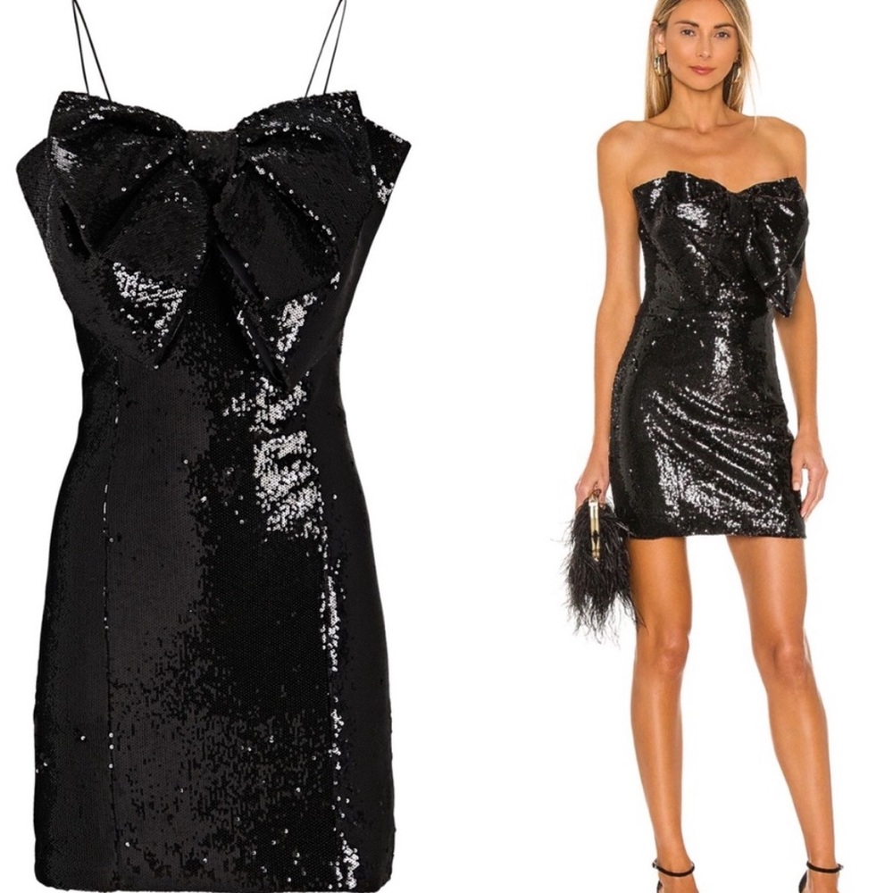 ronny kobo black sequin bow dress